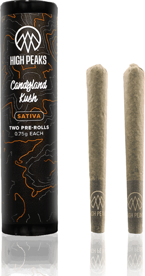 High Peaks Candyland Kush Pre-Rolls, current packaging