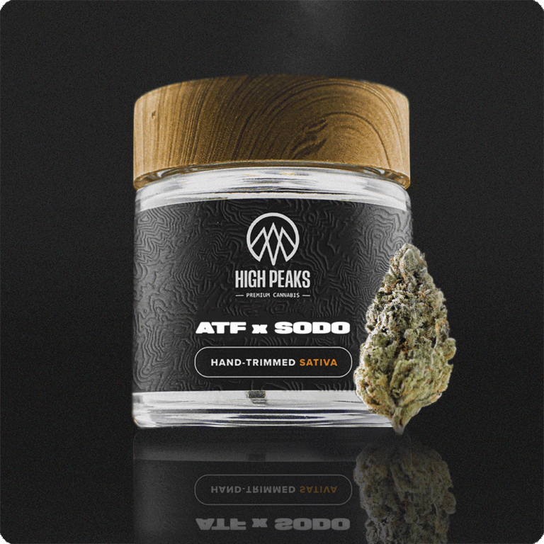 ATF X SODO flower and glass jar. Enlarged image of flower while hovering