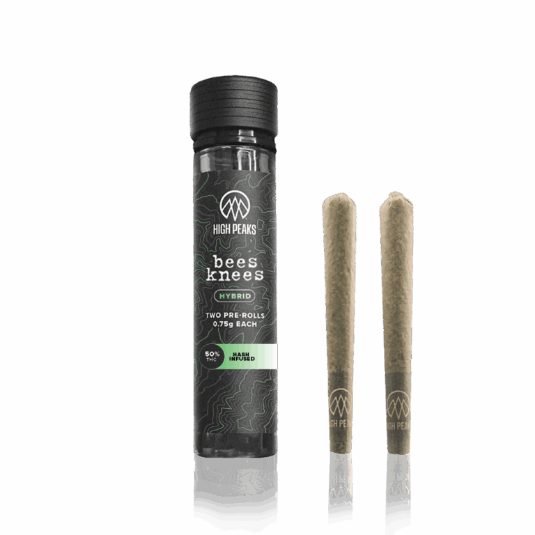 High Peaks infused Bees Knees pre rolls next to glass jar