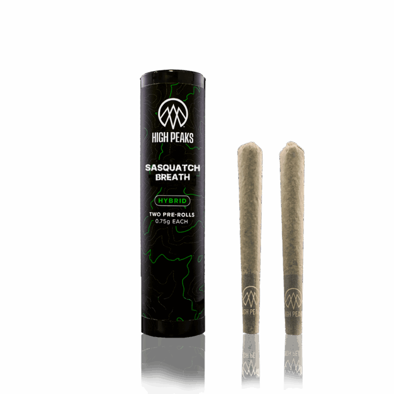 High Peaks Sasquatch breath pre roll tube and 2 pre-rolls